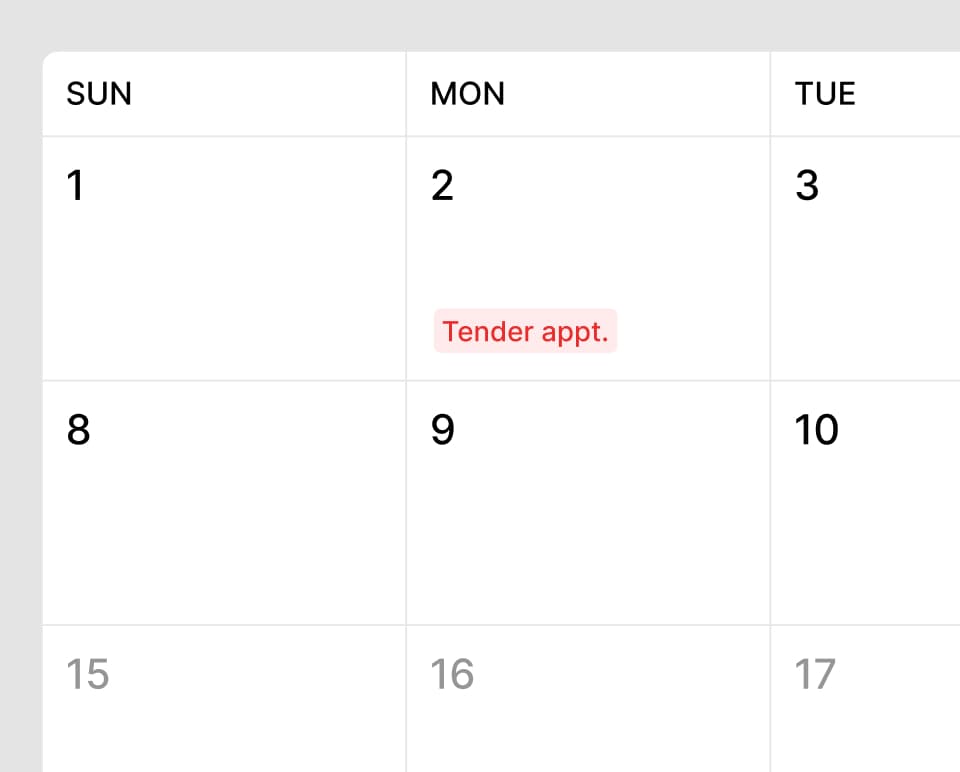 A calendar use interface