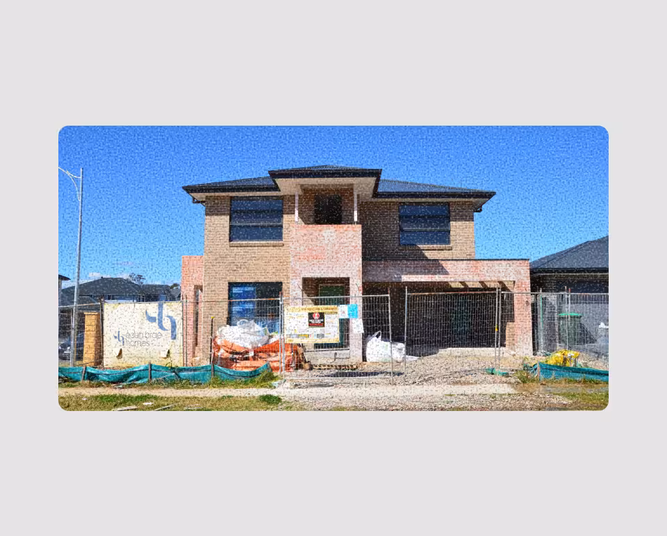 An illustration showcasing surveillance of a home under construction